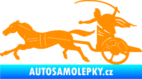 Samolepka Sparťanský bojovník 001 levá bojový vůz s koněm oranžová