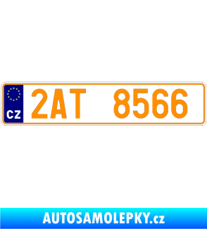 Samolepka SPZ s EU neodrazkový podklad oranžová