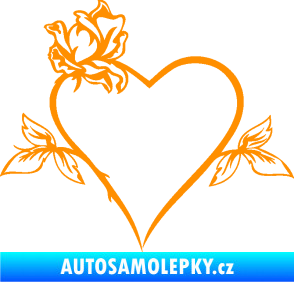 Samolepka Srdce s růží levá oranžová