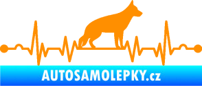 Samolepka Srdeční tep 014 pravá německý ovčák oranžová
