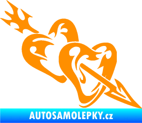 Samolepka Srdíčka 001 pravá se šípem oranžová