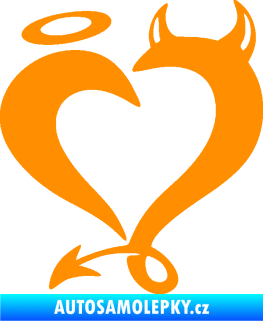 Samolepka Srdíčko 016 levá anděl s ďáblem oranžová
