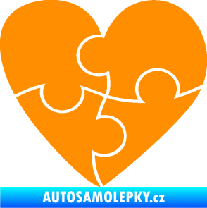Samolepka Srdíčko 018 pravá puzzle oranžová