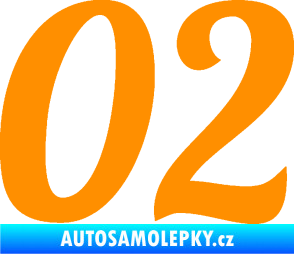 Samolepka Startovní číslo 02 typ 3 oranžová