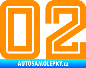 Samolepka Startovní číslo 02 typ 7 oranžová