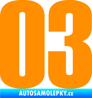 Samolepka Startovní číslo 03 typ 2   oranžová