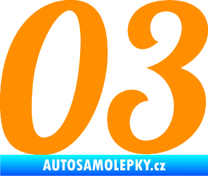 Samolepka Startovní číslo 03 typ 3 oranžová