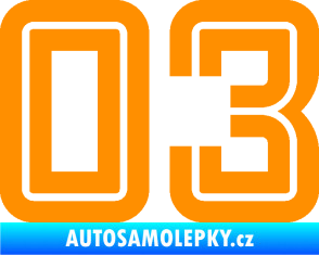 Samolepka Startovní číslo 03 typ 7 oranžová