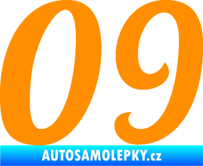 Samolepka Startovní číslo 09 typ 3  oranžová
