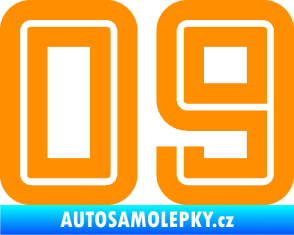 Samolepka Startovní číslo 09 typ 7 oranžová
