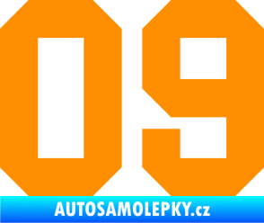 Samolepka Startovní číslo 09 oranžová