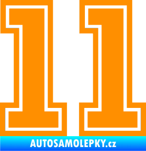 Samolepka Startovní číslo 11 typ 5 oranžová