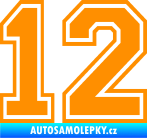 Samolepka Startovní číslo 12 typ 4 oranžová