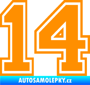 Samolepka Startovní číslo 14 typ 4 oranžová