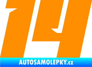 Samolepka Startovní číslo 14 typ 6 oranžová