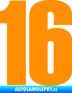 Samolepka Startovní číslo 16 typ 2   oranžová