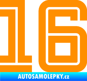 Samolepka Startovní číslo 16 typ 7 oranžová
