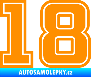 Samolepka Startovní číslo 18 typ 5 oranžová
