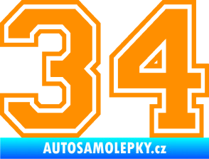 Samolepka Startovní číslo 34 typ 4 oranžová