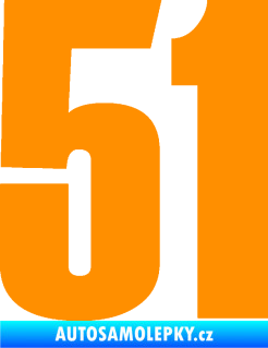 Samolepka Startovní číslo 51 typ 2 oranžová