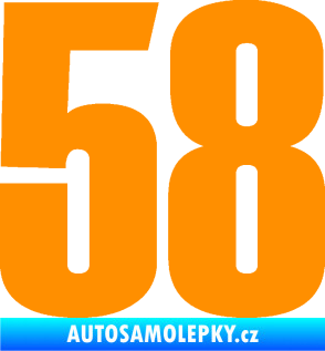 Samolepka Startovní číslo 58 typ 2    oranžová
