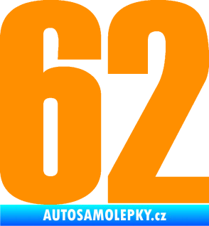 Samolepka Startovní číslo 62 typ 2  oranžová