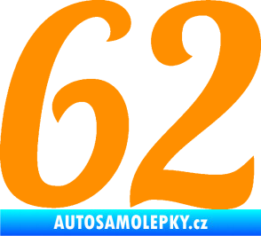 Samolepka Startovní číslo 62 typ 3 oranžová