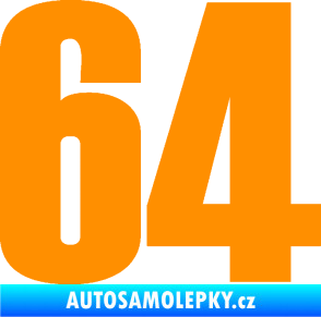 Samolepka Startovní číslo 64 typ 2    oranžová