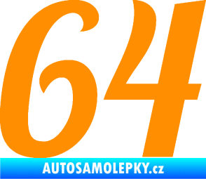 Samolepka Startovní číslo 64 typ 3 oranžová