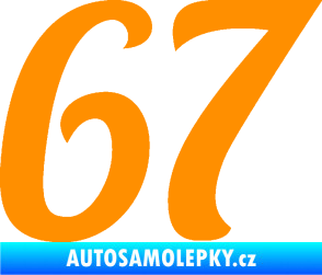 Samolepka Startovní číslo 67 typ 3 oranžová