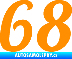 Samolepka Startovní číslo 68 typ 3 oranžová