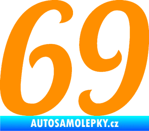 Samolepka Startovní číslo 69 typ 3 oranžová