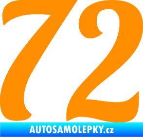 Samolepka Startovní číslo 72 typ 3   oranžová