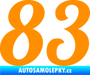 Samolepka Startovní číslo 83 typ 3   oranžová