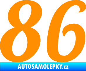 Samolepka Startovní číslo 86 typ 3   oranžová