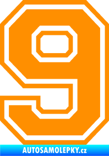 Samolepka Startovní číslo 9 typ 4 oranžová