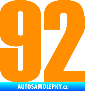 Samolepka Startovní číslo 92 typ 2  oranžová