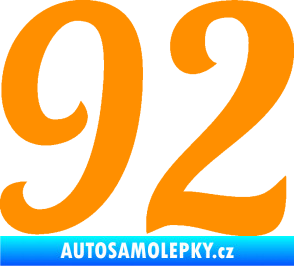 Samolepka Startovní číslo 92 typ 3   oranžová