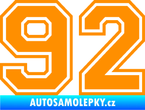 Samolepka Startovní číslo 92 typ 4 oranžová