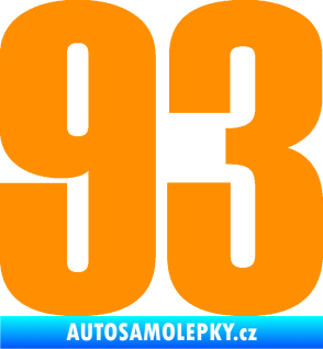 Samolepka Startovní číslo 93 typ 2   oranžová