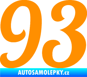 Samolepka Startovní číslo 93 typ 3   oranžová