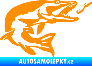 Samolepka Štika 005 pravá s návnadou oranžová