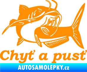 Samolepka Sumec 002 chyť a pusť pravá oranžová