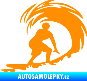 Samolepka Surfař 005 pravá velké vlny oranžová