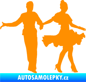 Samolepka Tanec 002 levá latinskoamerický tanec pár oranžová