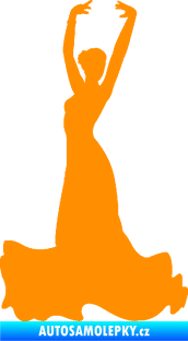 Samolepka Tanec 006 levá tanečnice flamenca oranžová
