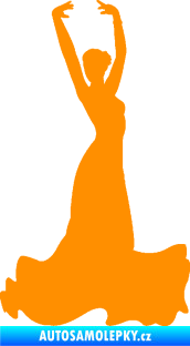 Samolepka Tanec 006 pravá tanečnice flamenca oranžová
