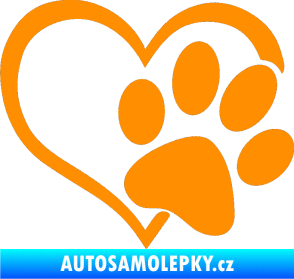 Samolepka Tlapka love pravá oranžová