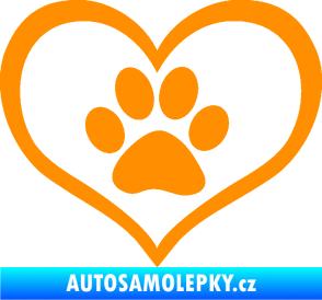 Samolepka Tlapky love 002 oranžová
