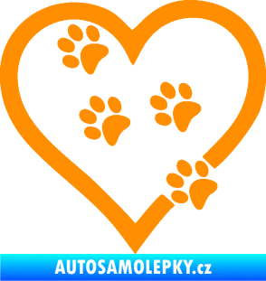 Samolepka Tlapky love 006 levá oranžová